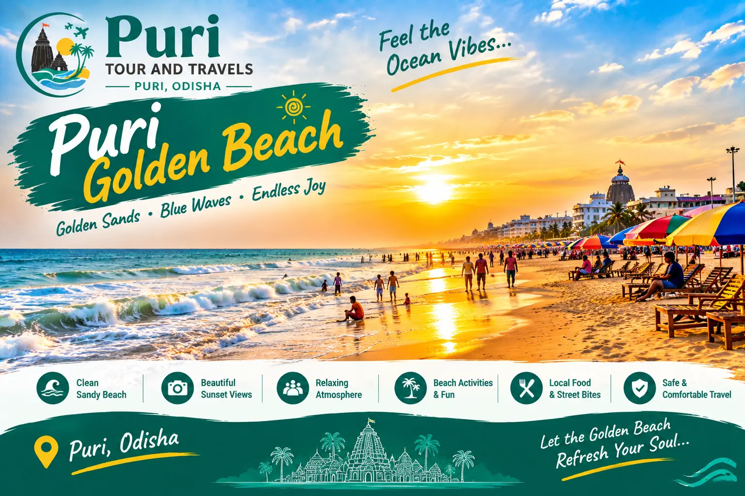 Puri Golden Beach on the Bay of Bengal