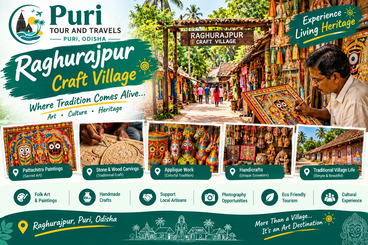 Raghurajpur heritage crafts village near Puri — Pattachitra art